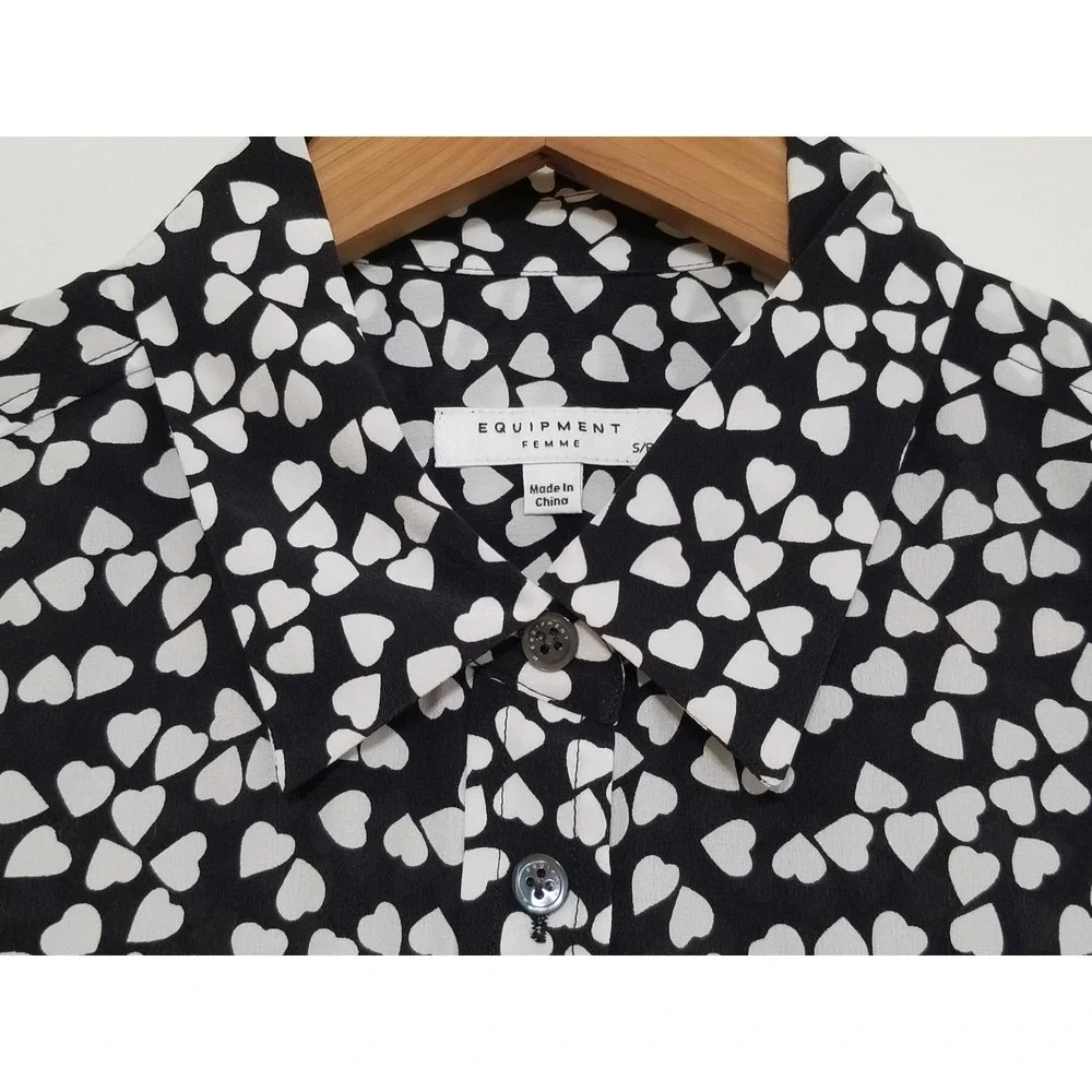 NWT Equipment Sleeveless Slim Signature Silk Shirt Dress Heart Print S $298